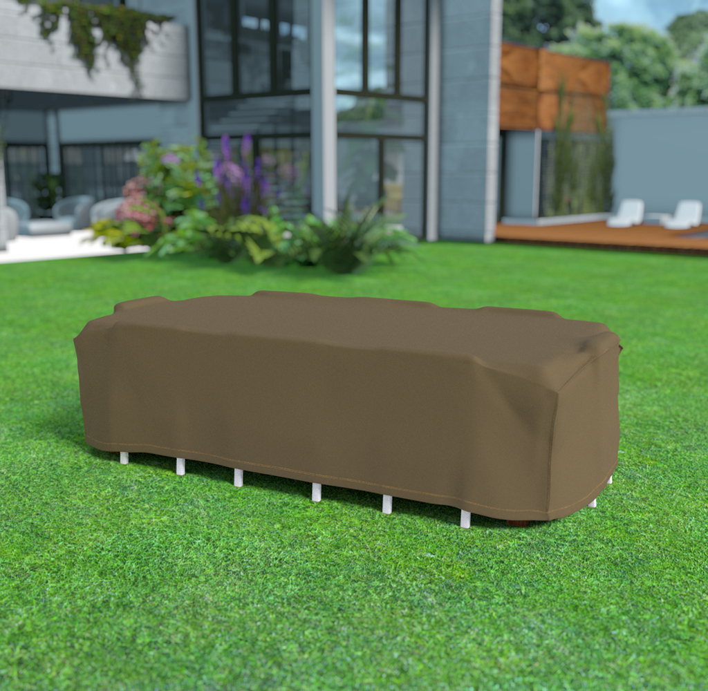 Gartenmöbel Abdeckung für rechteckigen Tisch + 8 Stühle Covertop 325x205x90 cm