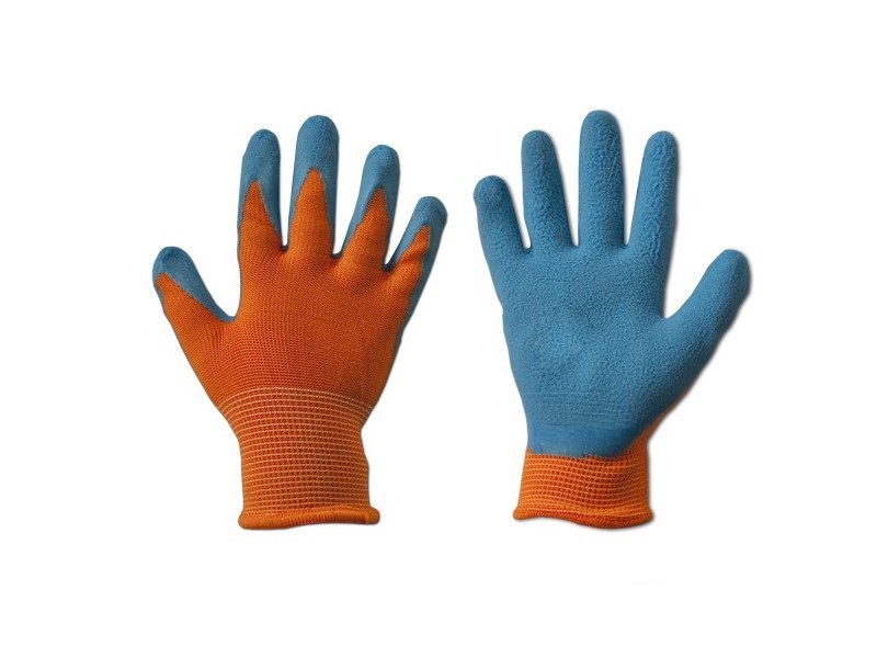 Kids garden gloves orange, latex size 6