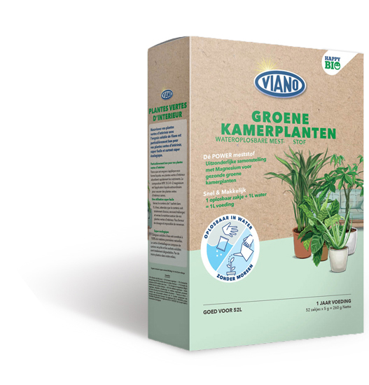 Viano Bio Happy Water soluble organic food for Leafy Plants 8-2-3+MgO 50x5g