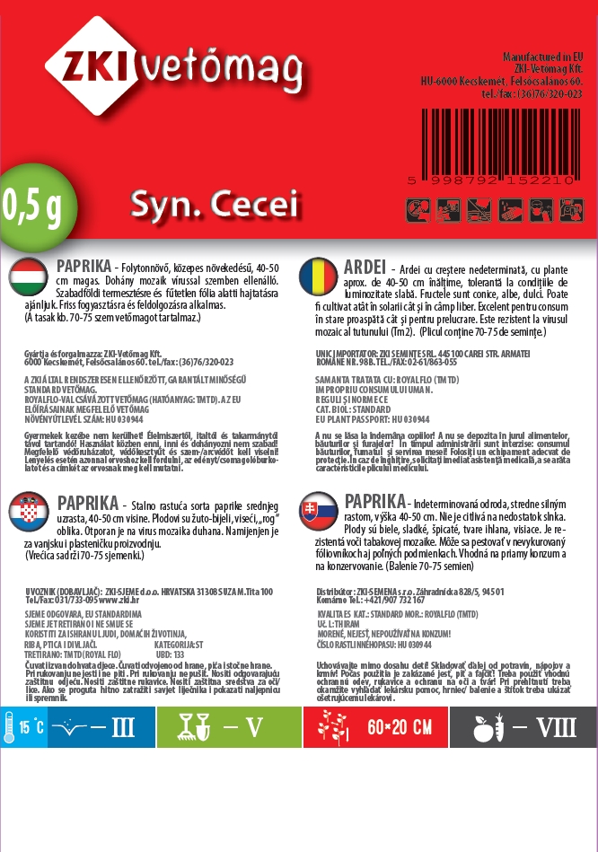 Étkezési paprika Syn. Cecei 0,6 g ZKI