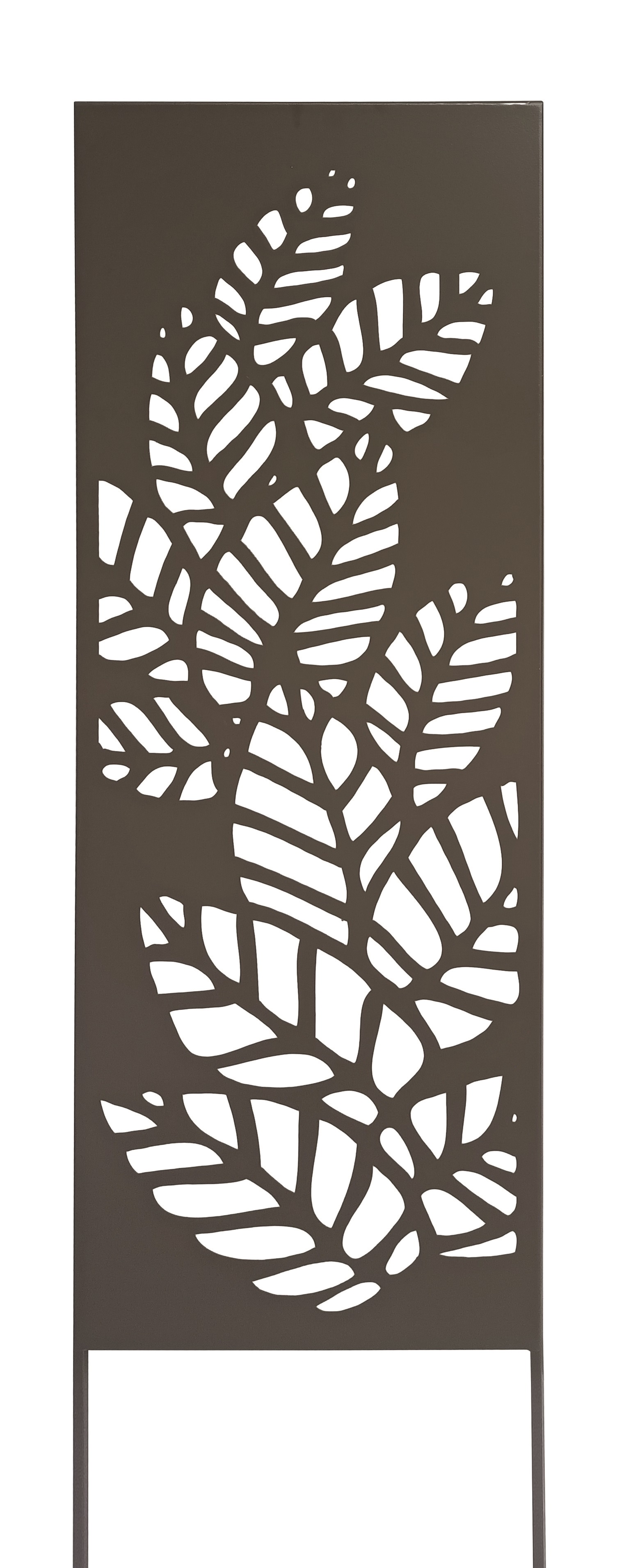 Metal planter with decorative leaf motifs Athea trellis brown 0,33x1,2m