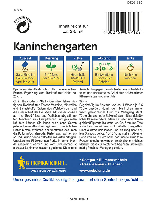 Gräser für Kaninchen Kiepenkerl ca. 3-5 m2