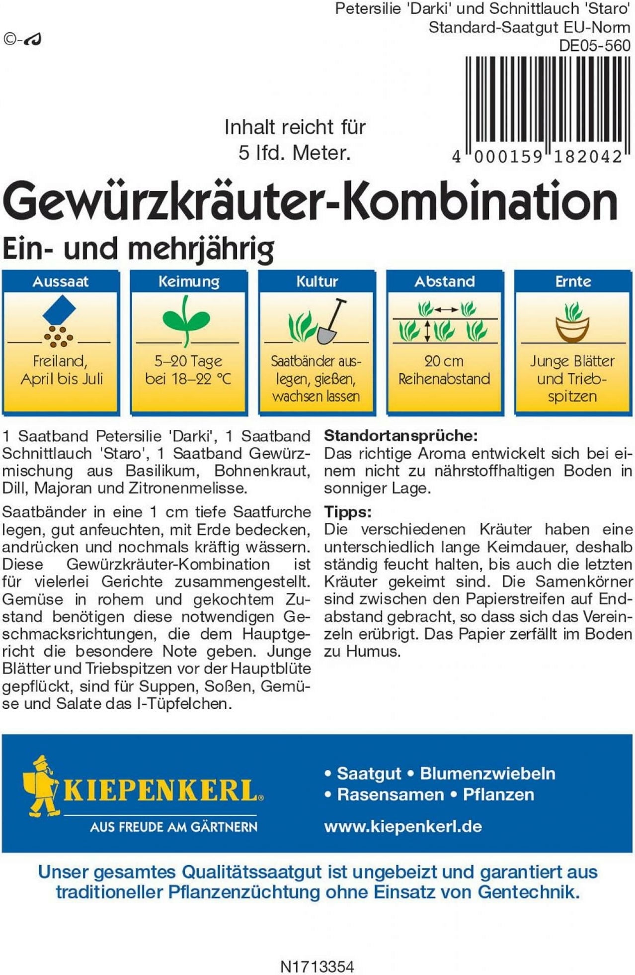 Seed ribbon for annual and perennial herbaceous combination Kiepenkerl 5 m