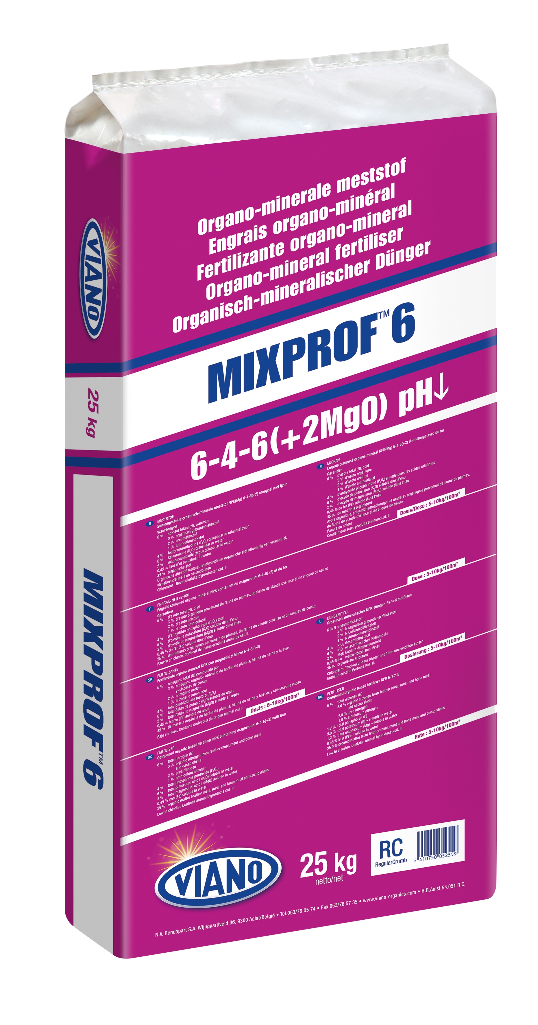 Viano Mixprof 6 pH low organic fertilizer for acidic soil 25 kg