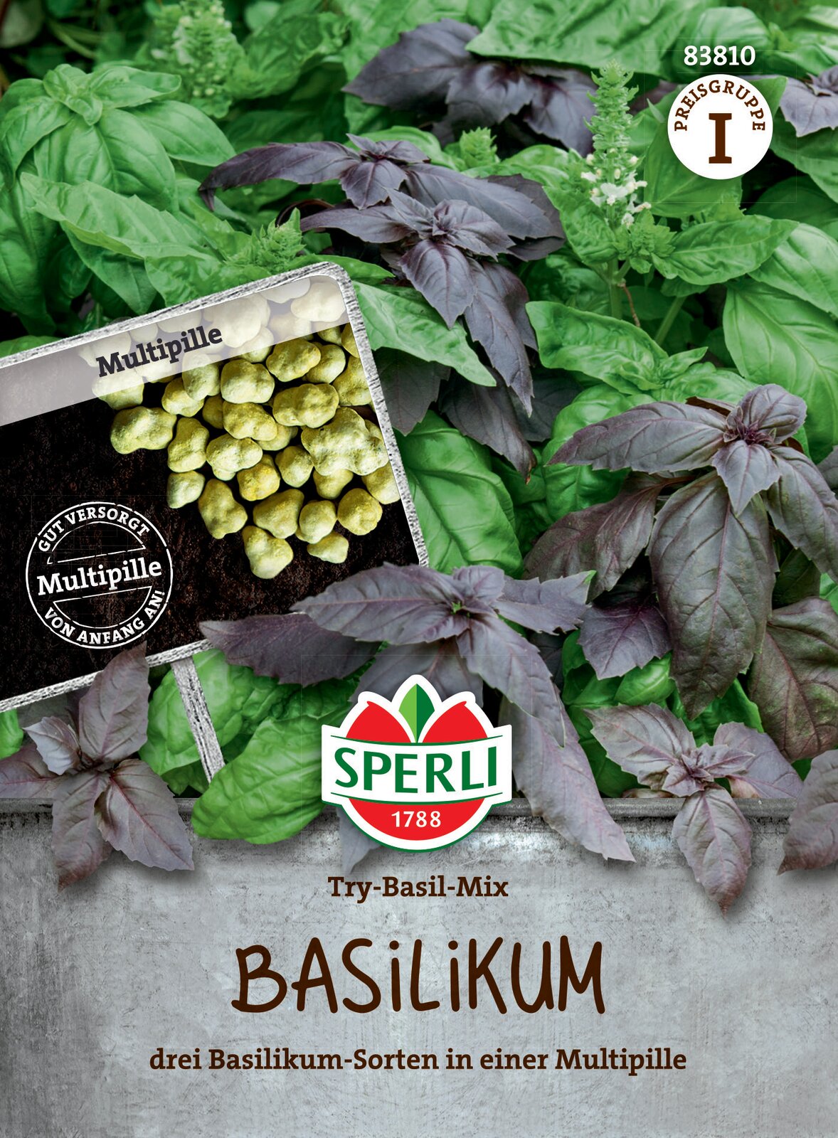 Basilikum-Trio abgetropfte Samen Try-Basil-Mix 20 Samen Sperli