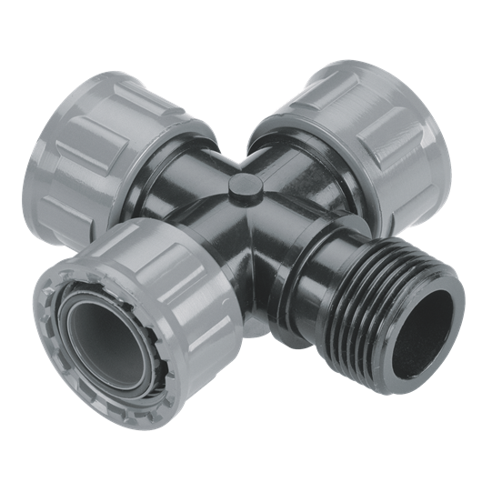 For cross-element valve 3 x 1" internal thread 1 x 1" external thread